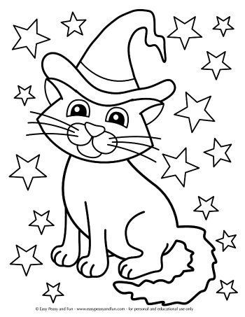 Magical cat coloring page witch coloring pages halloween coloring sheets free halloween coloring pages