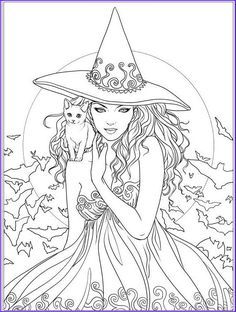 Halloween coloring pages for adults luxury image witch and cat coloring page witch coloring pages fairy coloring pages coloring pages for grown ups