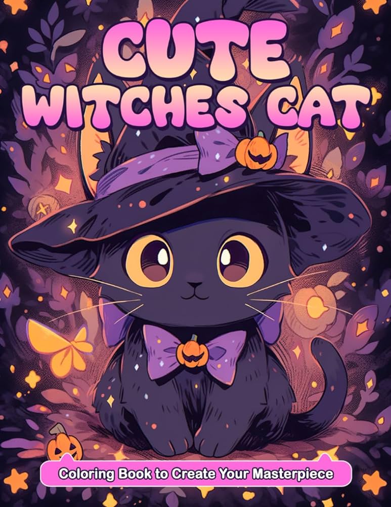 Cute kawaii cat witches coloring book halloween coloring book for adults teens and kids with kawaii cat witches in spooky halloween gift ideas carter nathan books