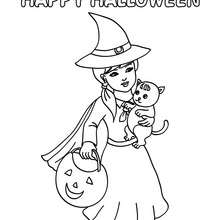 Witch black cat coloring pages