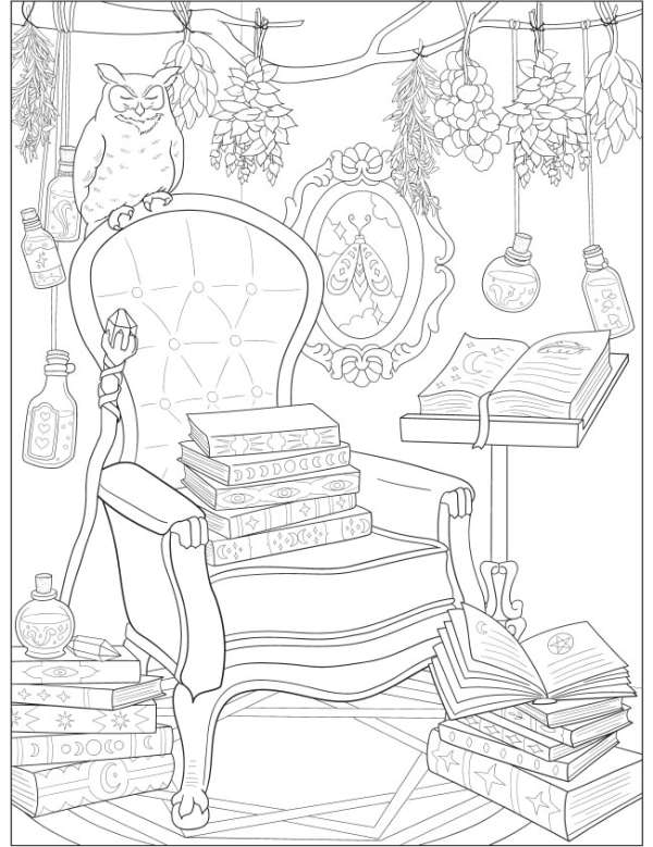 Free witchcraft coloring pages â