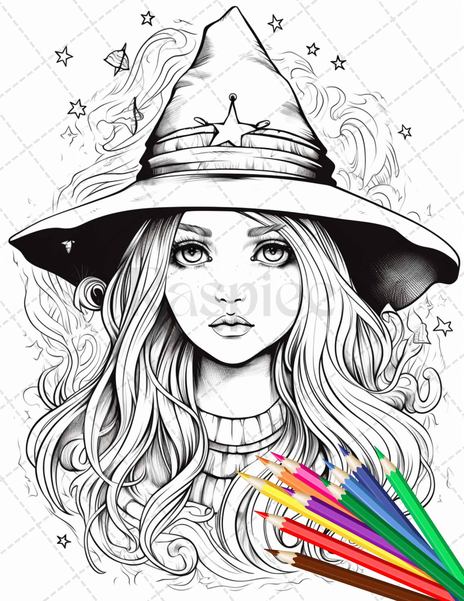 Cute witches coloring pages printable for adults grayscale colorin â coloring