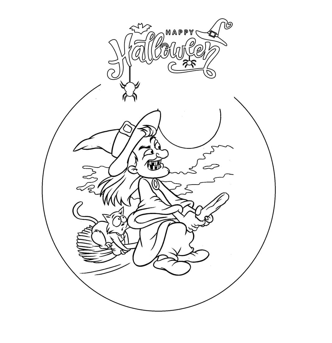 Halloween witch coloring page