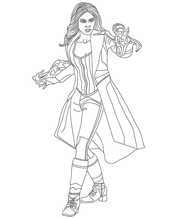 Scarlet witch coloring page avengers