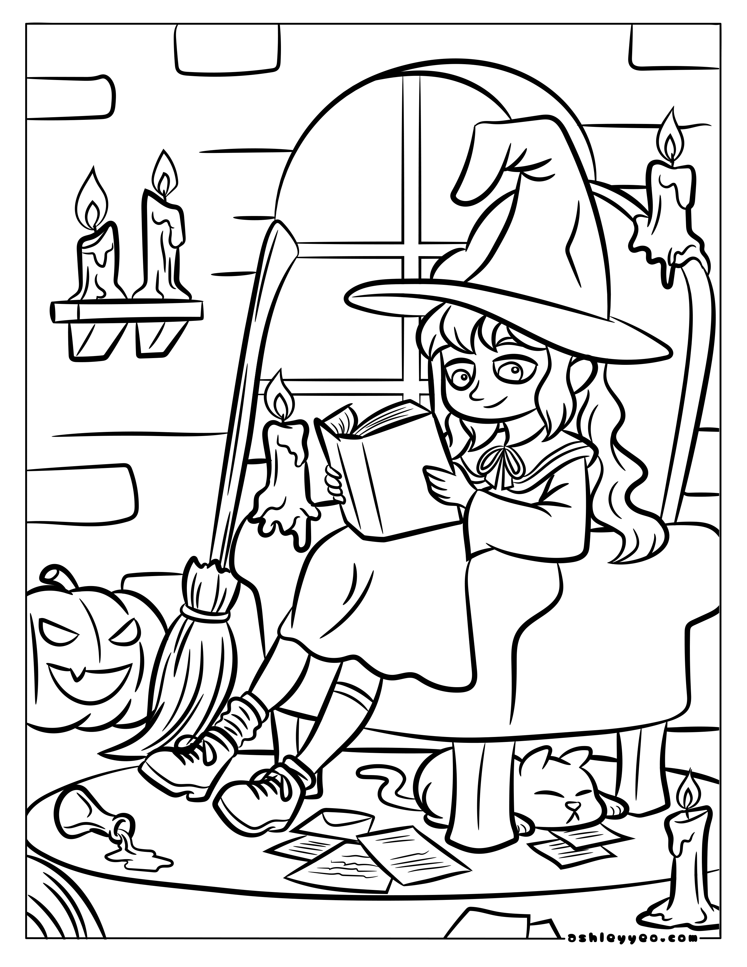 Free halloween witch coloring pages for kids