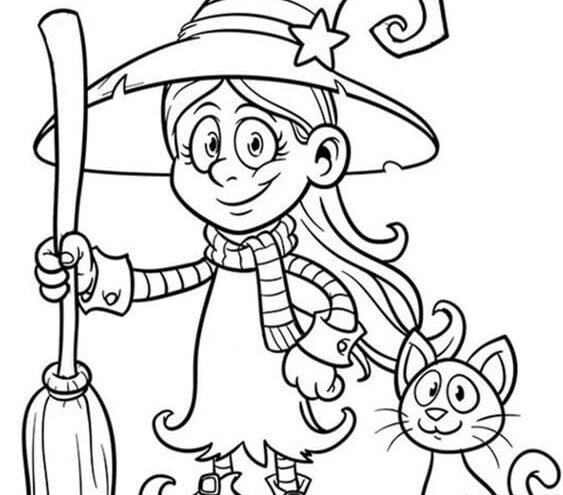 Free easy to print witch coloring pages