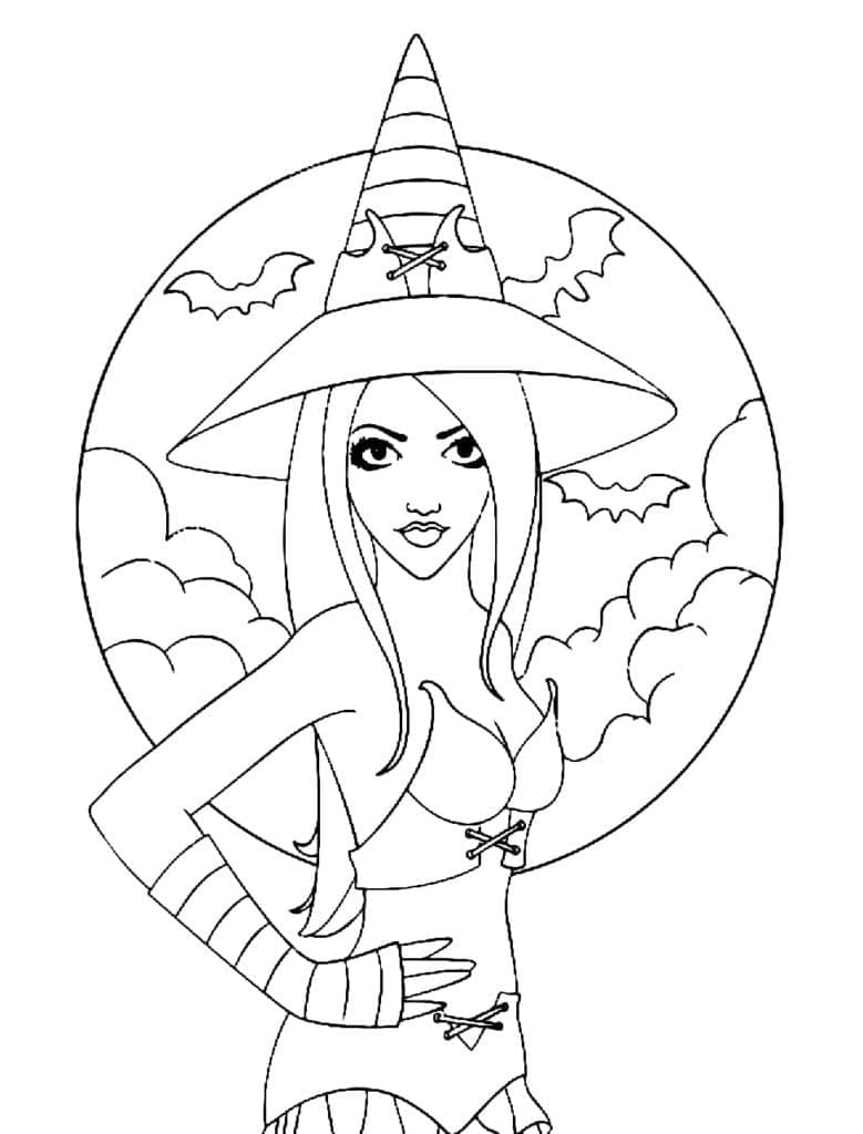 The witch coloring page