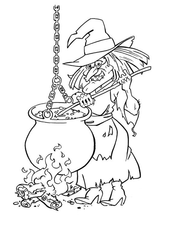 Free printable witch coloring pages for kids