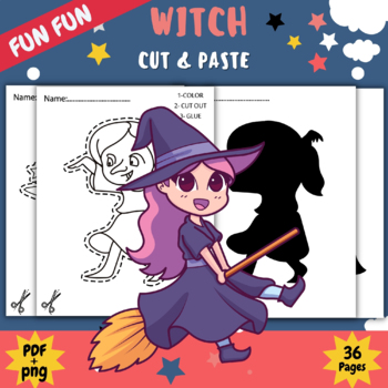 Printable witch coloring pages cut and paste scissor skill activities made by teachers