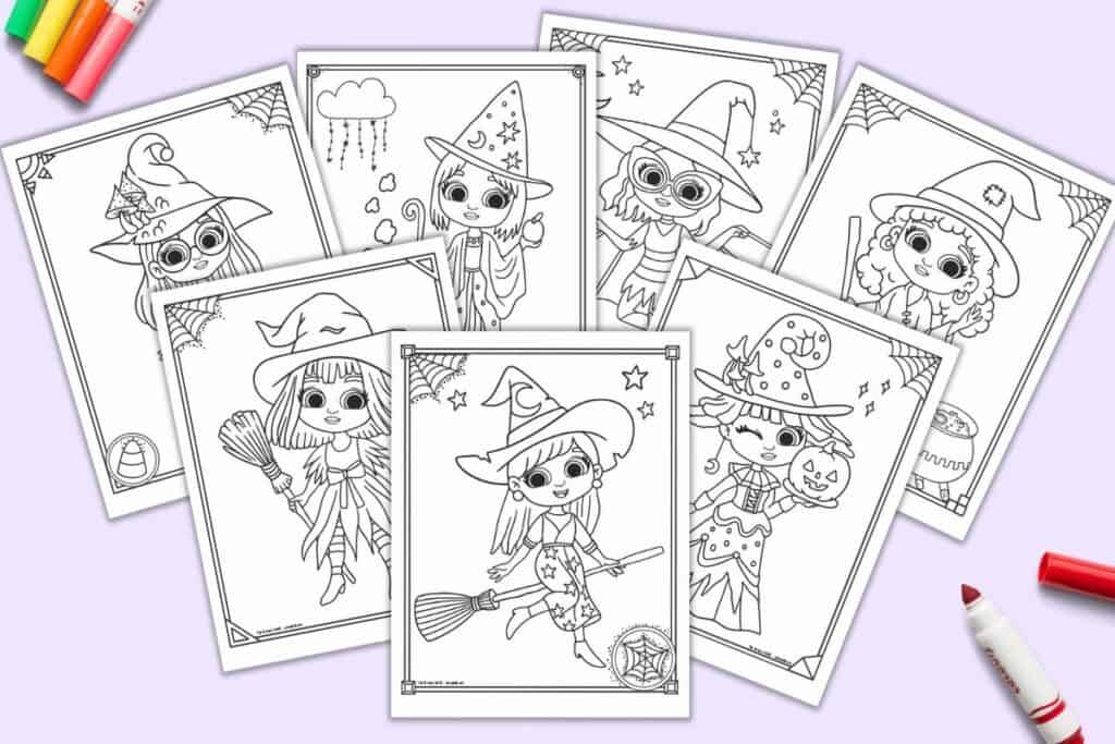 Free printable cute halloween witch coloring pages