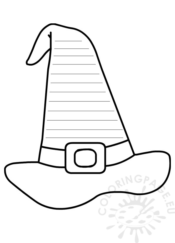 Witch hat writing template coloring page