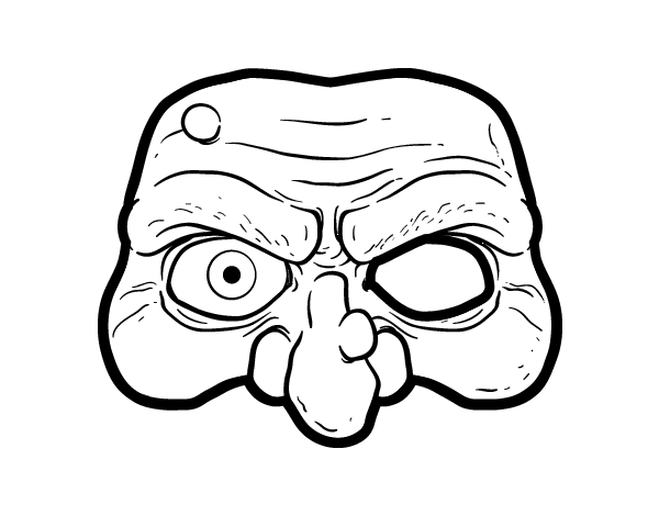 Witch mask coloring page