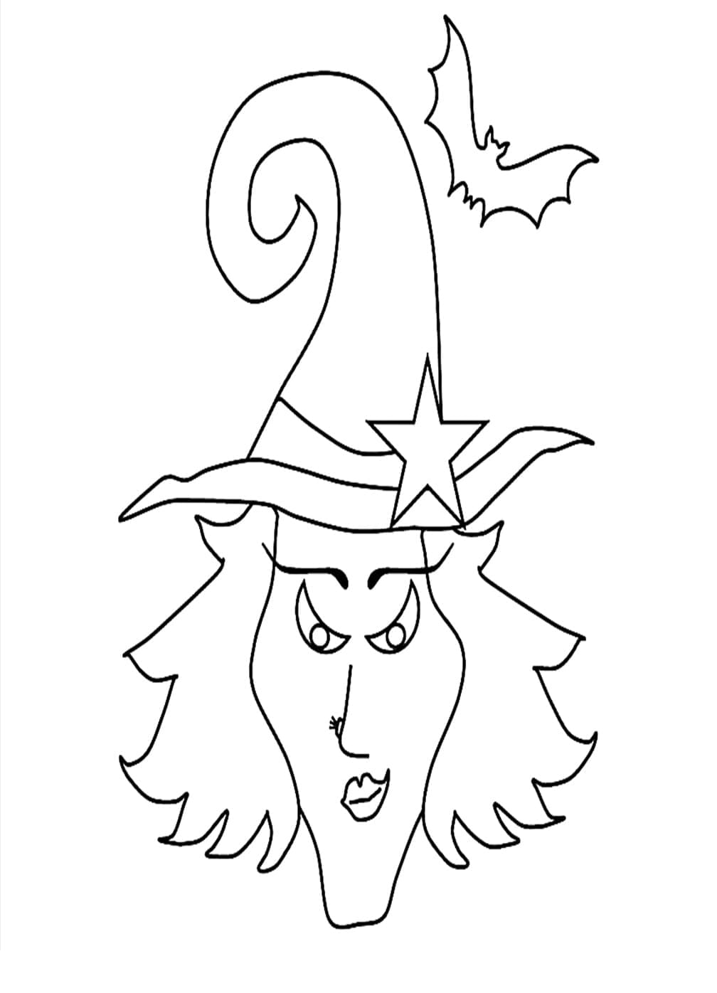 Halloween witch mask coloring page