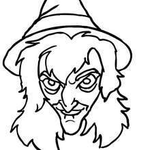 Scary witch face coloring pages