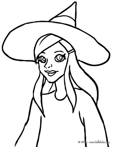 Young witch face coloring pages