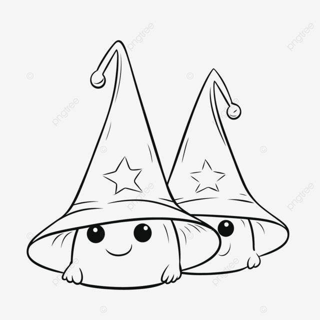 Two cute witch hats coloring page for preschoolers outline sketch drawing vector school drawing wing drawing witch drawing png and vector with transparent background for free download