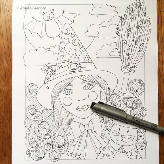 Halloween coloring pages halloween coloring sheet halloween coloring book halloween printable halloween witch halloween card cat