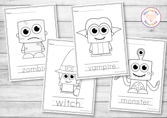 Simple halloween tracing and coloring pages printable pdf