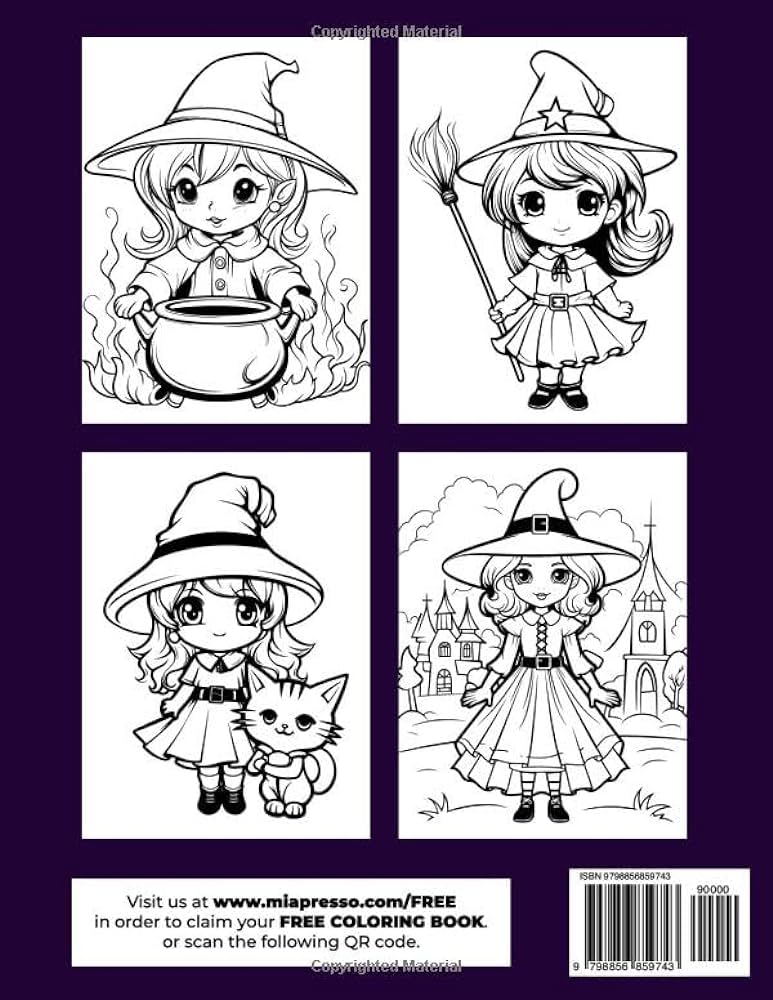 Witch halloween coloring book witch coloring book features adorables witches in different poses witchcraft coloring book cute coloring book for coloring pages toddler coloring book presso mia books