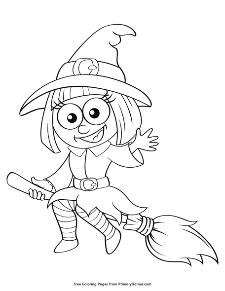 Cute witch coloring page â free printable pdf from