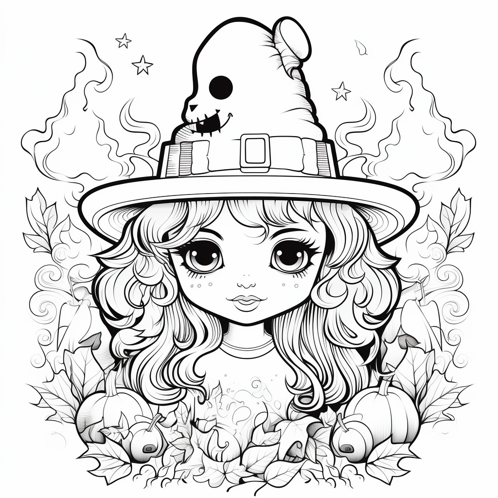 Halloween witch hat coloring pages