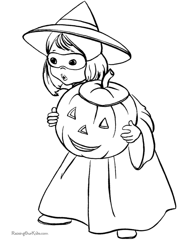 A witch halloween kids coloring page