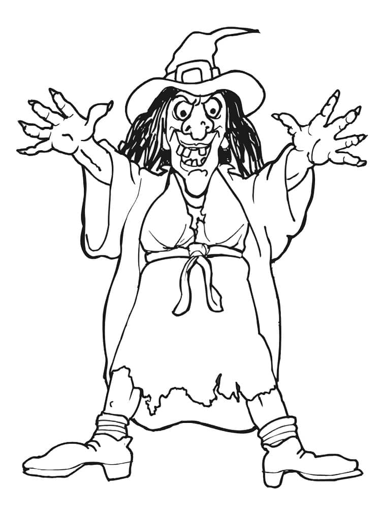 An evil witch coloring page
