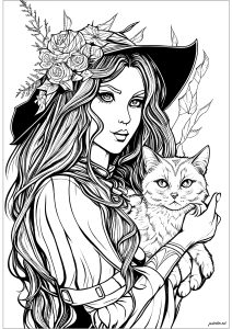 Witch coloring pages for adults kids