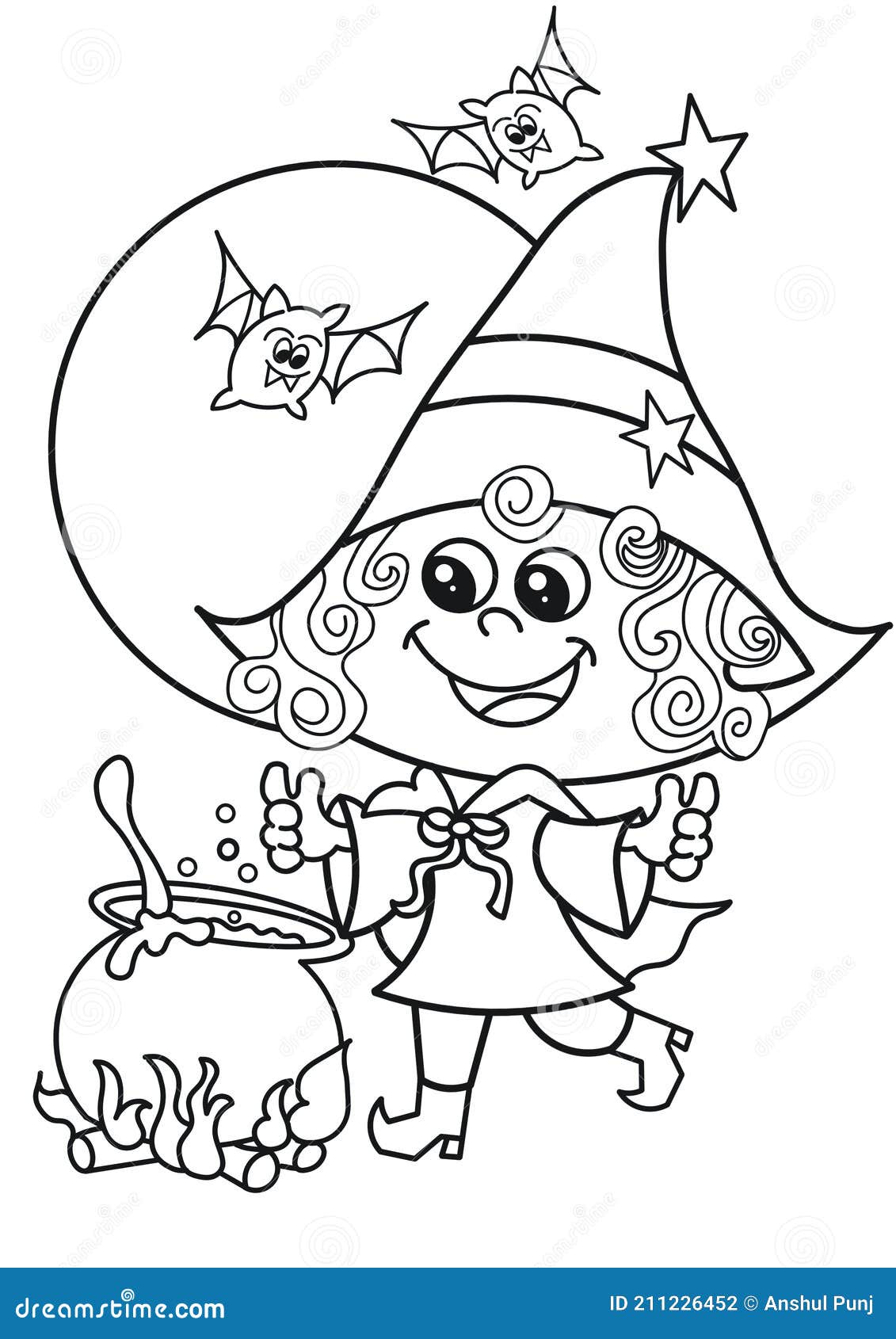 Cute witch halloween coloring pages stock illustration