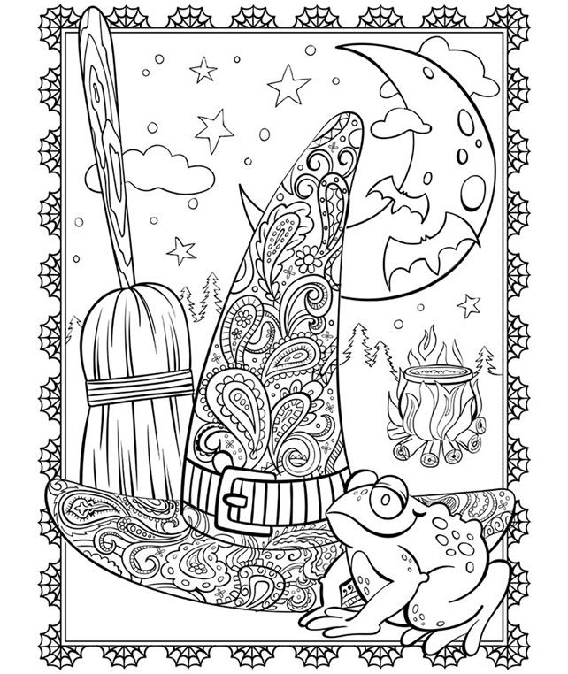Witchs hat coloring page