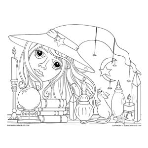The rat witch halloween coloring page