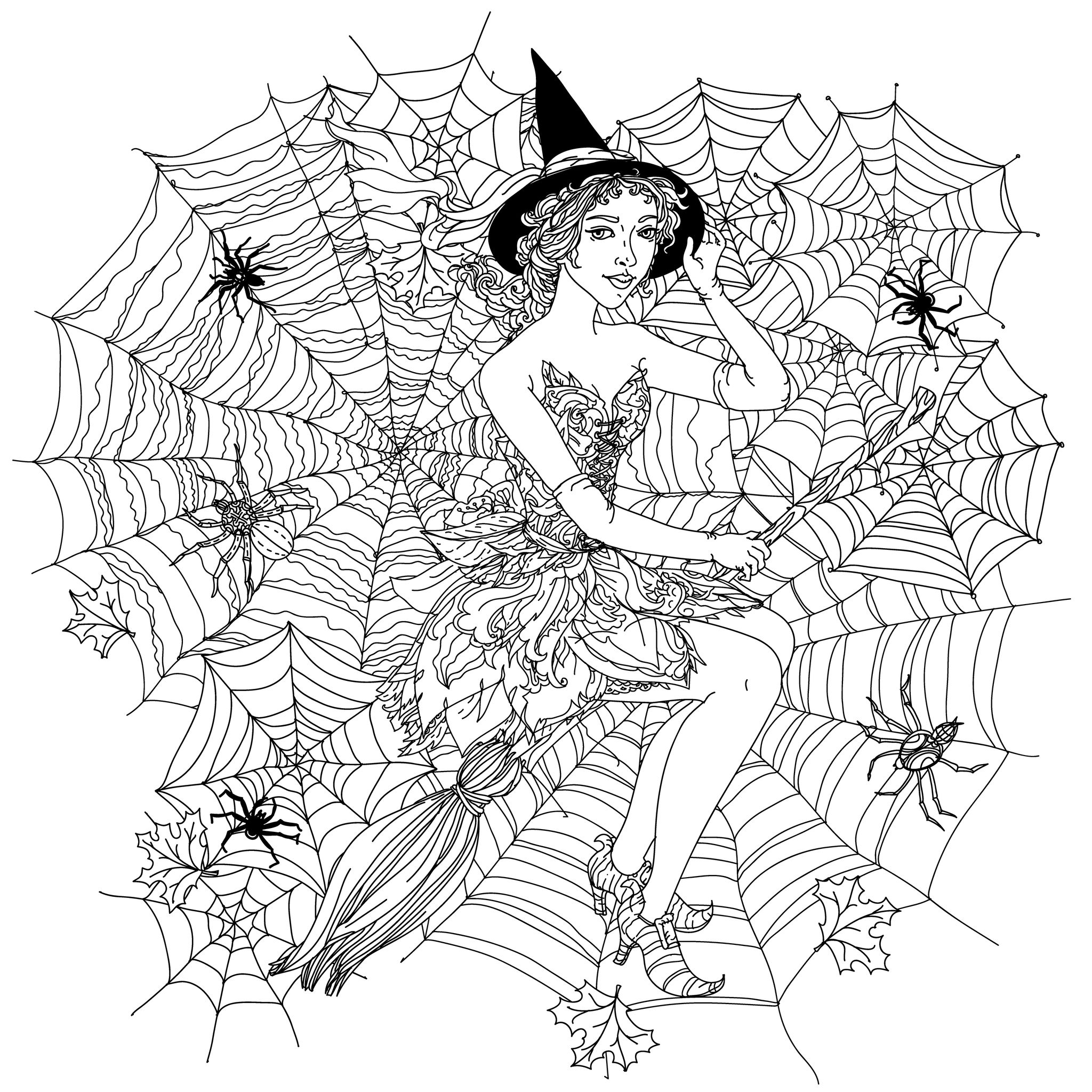 Halloween witch in spider web by mashabr
