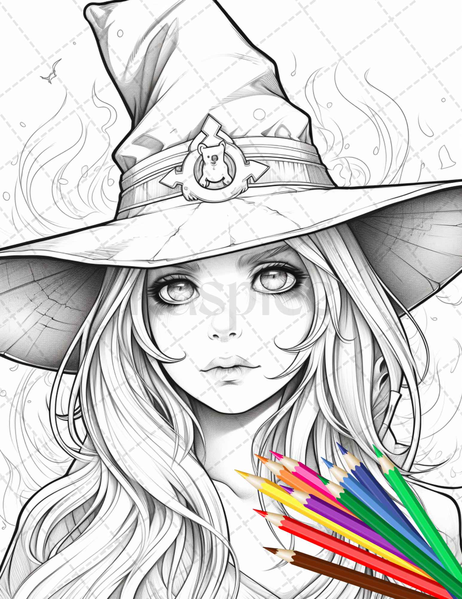 Cute witches coloring pages printable for adults grayscale colorin â coloring