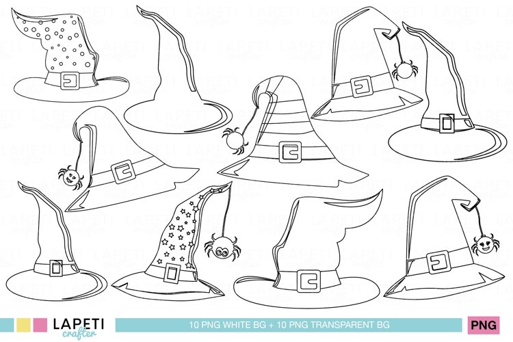 Witches hat coloring drawing for halloween