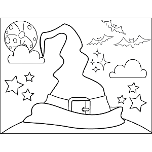 Witch hat coloring page