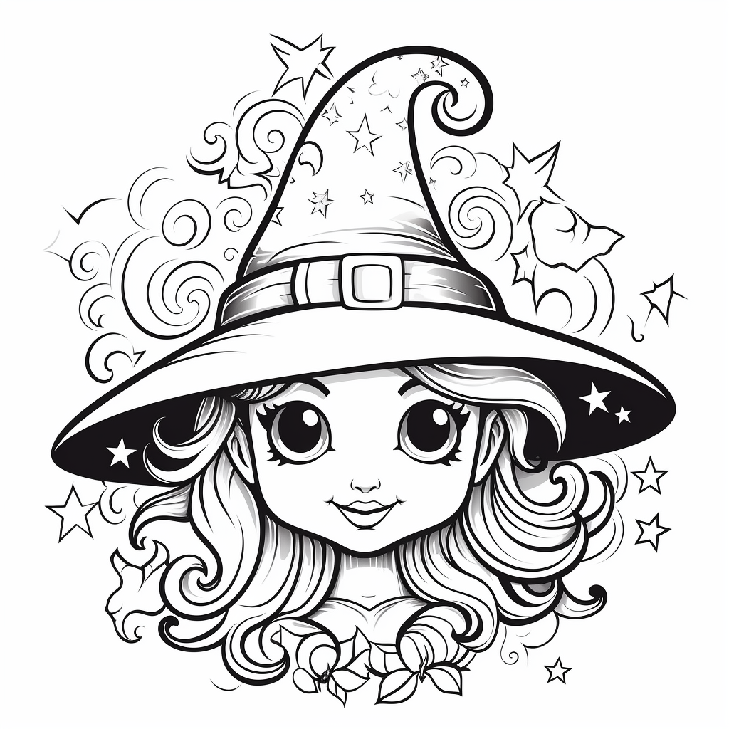 Halloween witch hat coloring pages