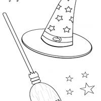 Witch hat and broom