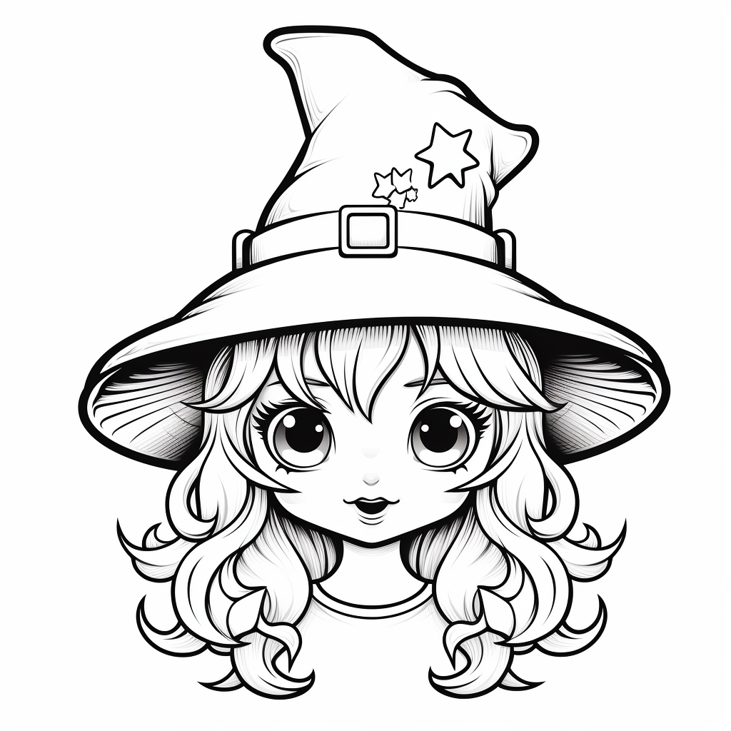 Halloween witch hat coloring pages