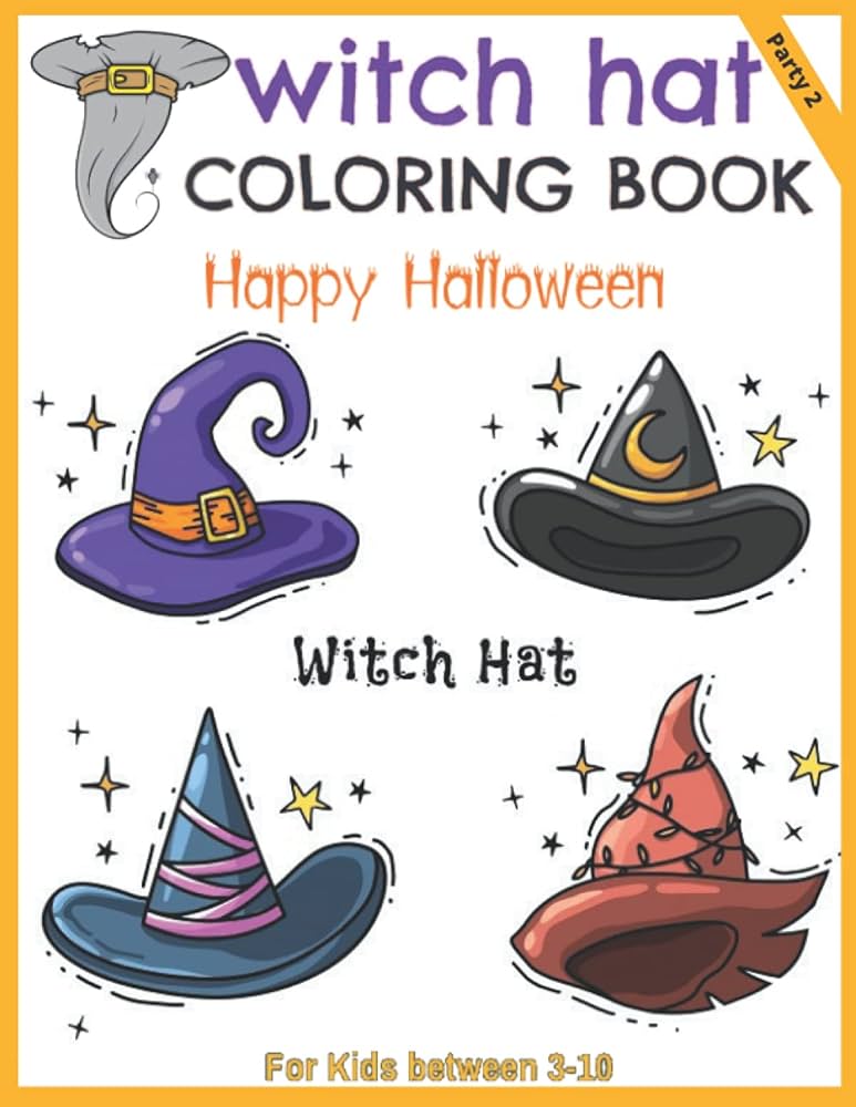 Witch hat coloring book for kids