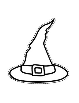 Witch hat scissor skills and coloring pages by qetsy tpt