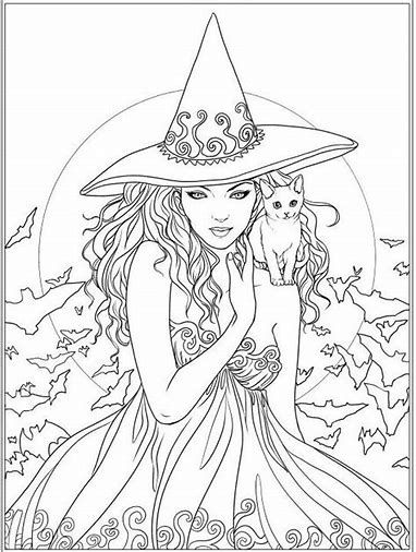 Coloring pages adults witches