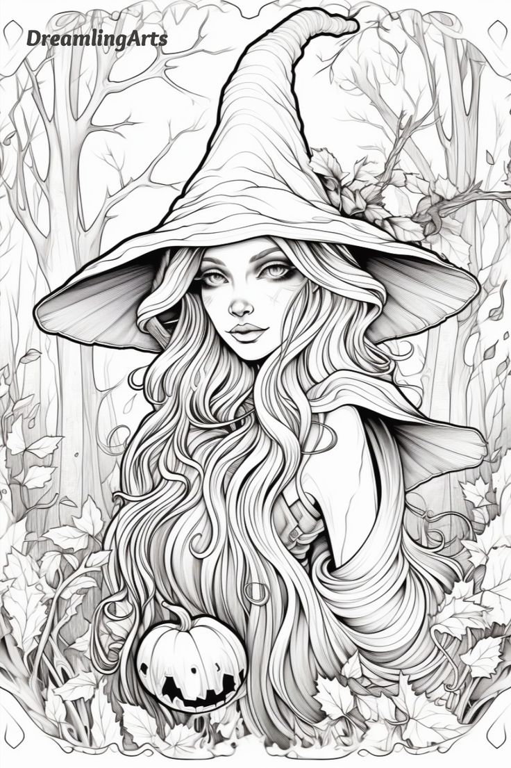 Witch coloring page witch coloring pages coloring book art fairy coloring pages