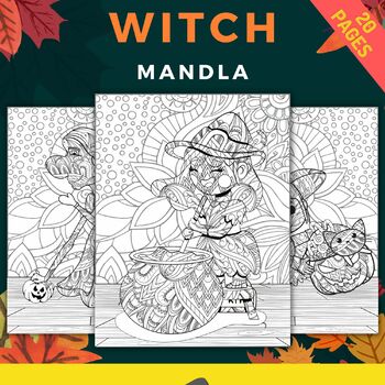 Printable spooky witch mandala coloring sheets