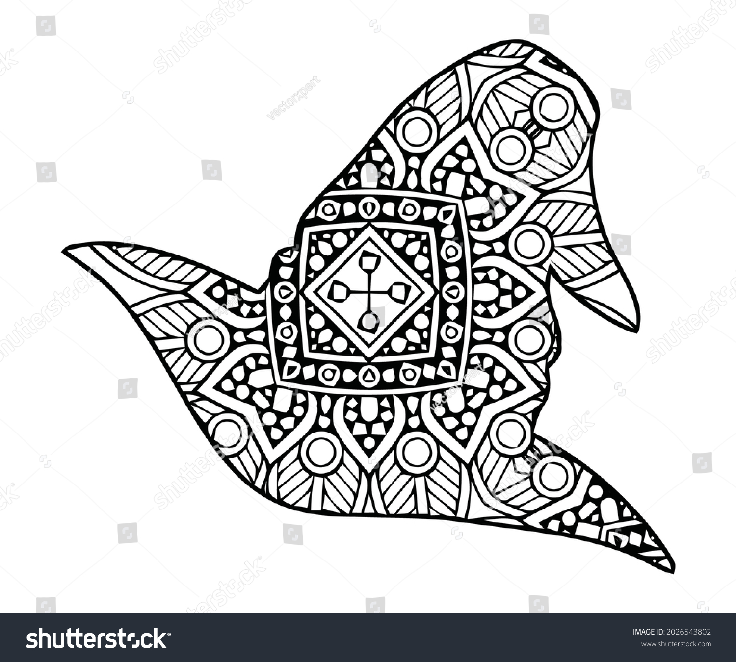 Halloween witch hat mandala coloring stock vector royalty free