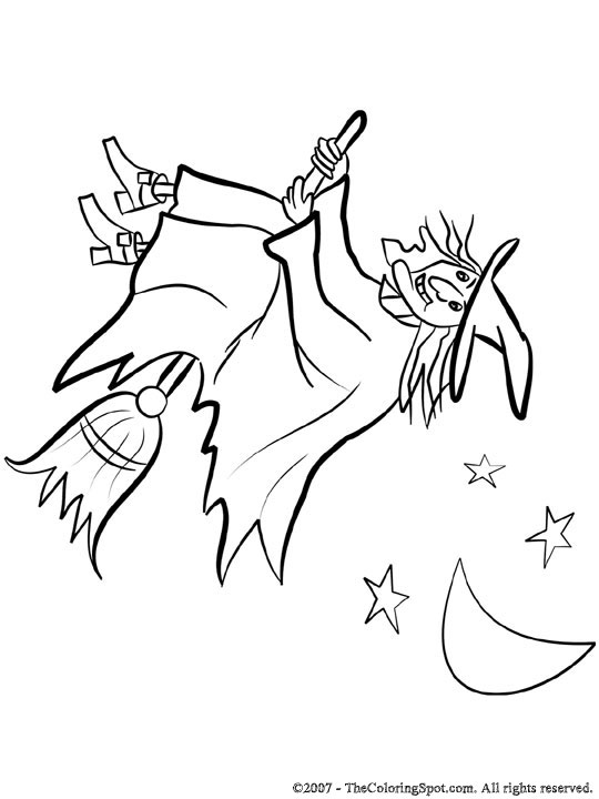 Witch flying broom coloring page audio stories for kids free coloring pages colouring printables