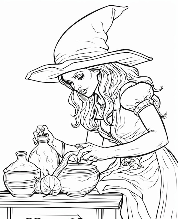 Enchanting halloween witches coloring pages spellbinding designs for a magical coloring experience