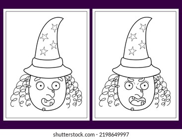 Hakuun halloween coloring pages set cute witch liittyvã vektorikuva rojaltivapaa