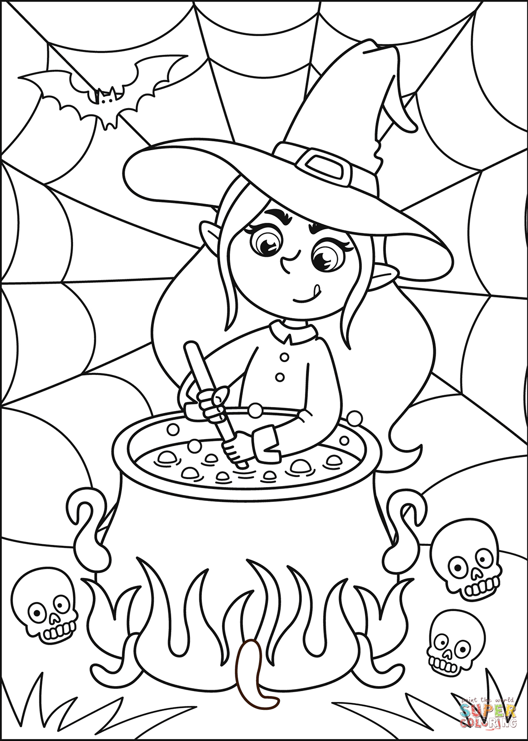 Witch coloring page free printable coloring pages