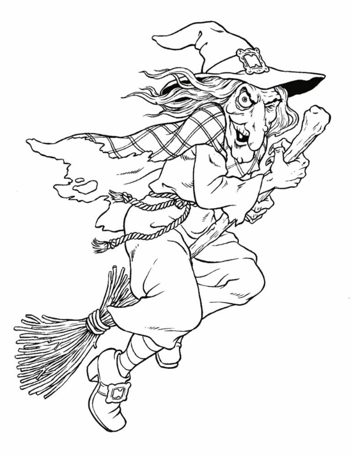 Printable witch coloring pages for kids color a scary witch