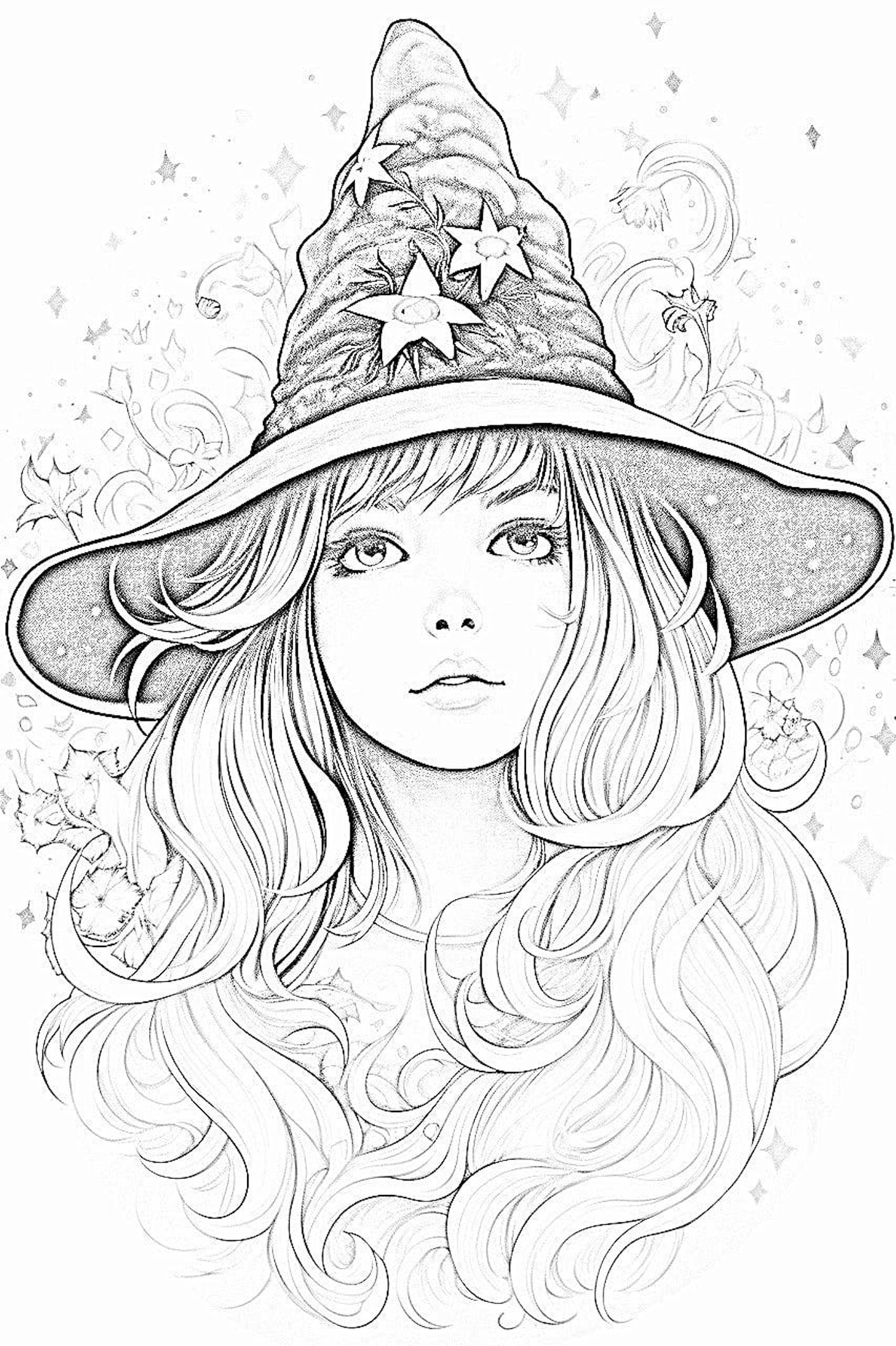 Captivating witch coloring pages for kids and adults